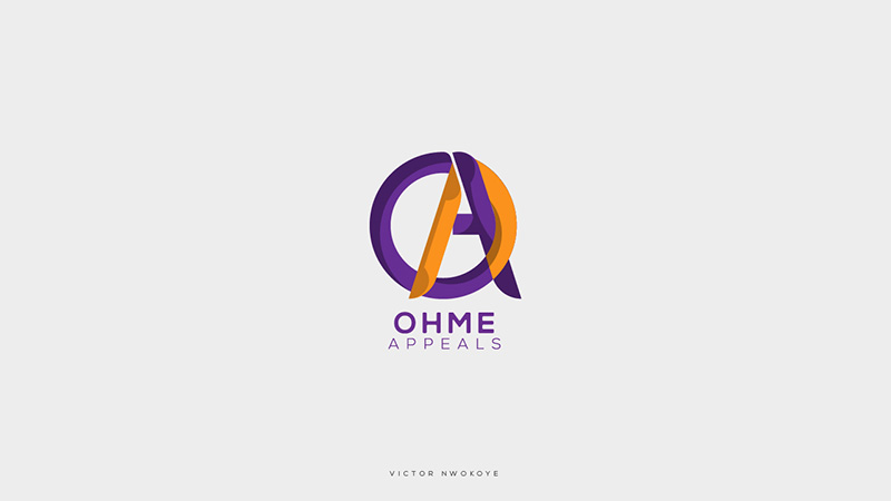 Victor Nwokoye purple and yellow Logo design for Ohme Appeals